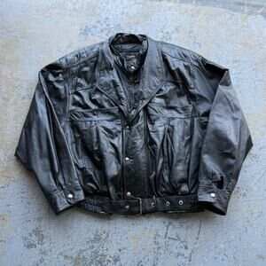 Vintage Byrnes & Baker Leather Biker Bomber Jacket Sz 50 B
